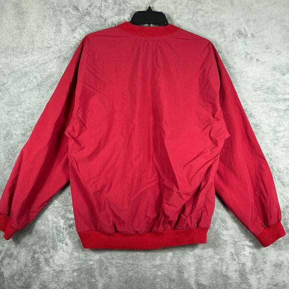 VINTAGE 90s Izod Golf Pullover Men's Small Windbreaker Red Nylon V-Neck - Picture 8 of 8